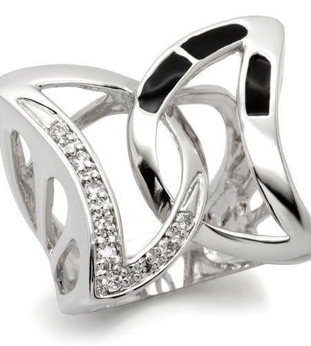 0W050 - Rhodium Brass Ring with AAA Grade CZ in Clear