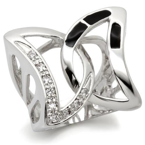 Load image into Gallery viewer, 0W050 - Rhodium Brass Ring with AAA Grade CZ in Clear
