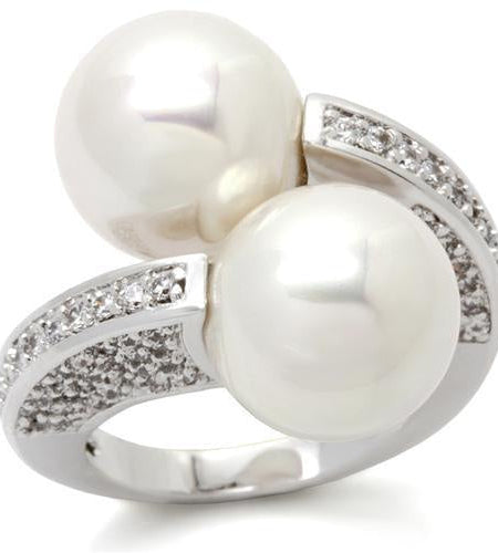 0W025 - Rhodium Brass Ring with AAA Grade CZ in Clear