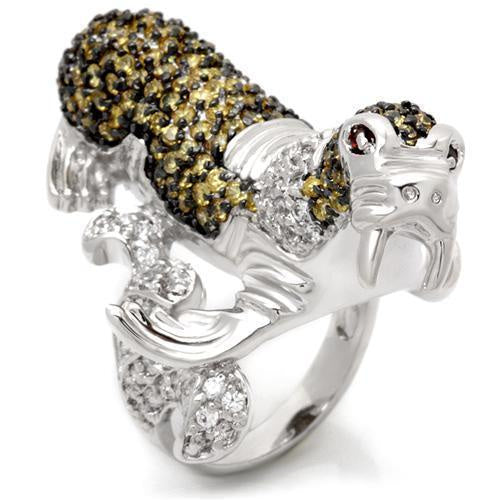 Load image into Gallery viewer, 0W008 - Rhodium + Ruthenium Brass Ring with AAA Grade CZ in Multi Color
