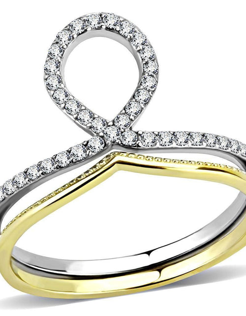 Load image into Gallery viewer, DA278 - Two-Tone IP Gold (Ion Plating) Stainless Steel Ring with AAA Grade CZ in Clear
