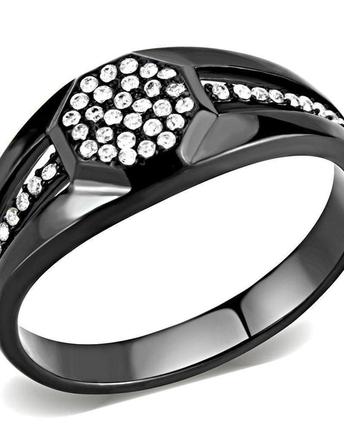 Load image into Gallery viewer, DA282 - IP Black(Ion Plating) Stainless Steel Ring with AAA Grade CZ in Clear
