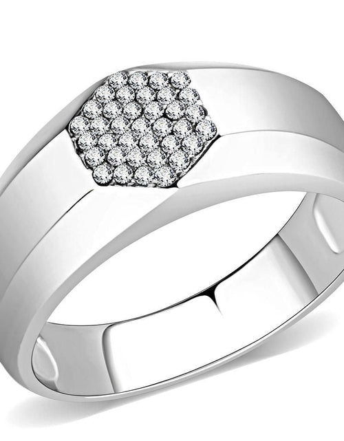 Load image into Gallery viewer, DA281 - High polished (no plating) Stainless Steel Ring with AAA Grade CZ in Clear
