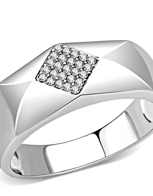 Load image into Gallery viewer, DA288 - High polished (no plating) Stainless Steel Ring with AAA Grade CZ in Clear
