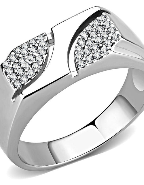 Load image into Gallery viewer, DA280 - High polished (no plating) Stainless Steel Ring with AAA Grade CZ in Clear

