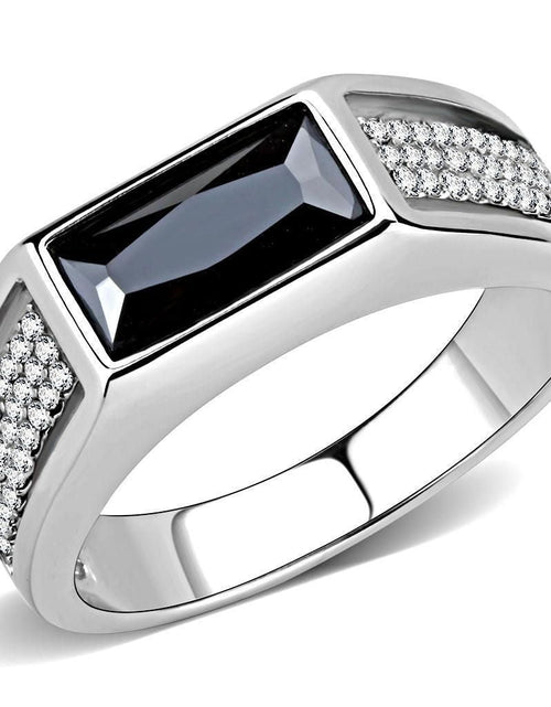 Load image into Gallery viewer, DA284 - High polished (no plating) Stainless Steel Ring with AAA Grade CZ in Black Diamond
