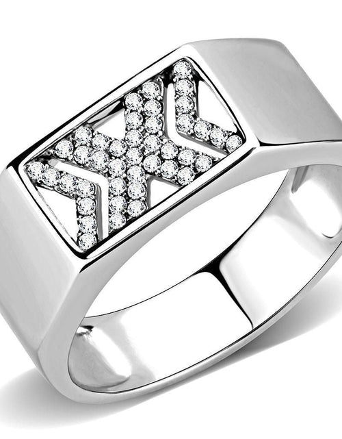 Load image into Gallery viewer, DA285 - High polished (no plating) Stainless Steel Ring with AAA Grade CZ in Clear
