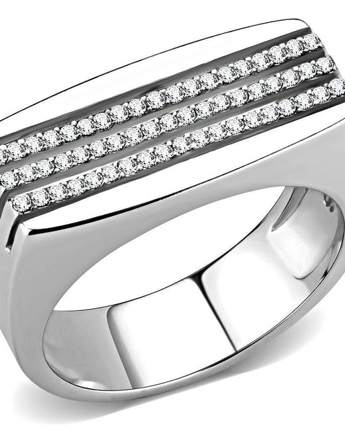 Load image into Gallery viewer, DA279 - High polished (no plating) Stainless Steel Ring with AAA Grade CZ in Clear
