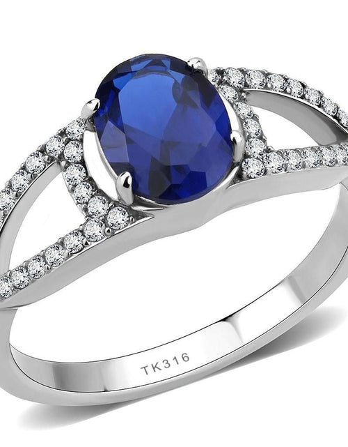 Load image into Gallery viewer, DA306 - No Plating Stainless Steel Ring with Synthetic Spinel in London Blue
