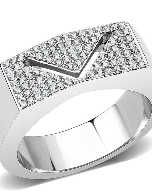 Load image into Gallery viewer, DA303 - No Plating Stainless Steel Ring with AAA Grade CZ in Clear

