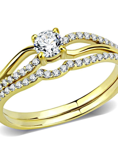 Load image into Gallery viewer, DA277 - IP Gold(Ion Plating) Stainless Steel Ring with AAA Grade CZ in Clear
