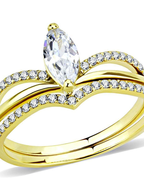 Load image into Gallery viewer, DA276 - IP Gold(Ion Plating) Stainless Steel Ring with AAA Grade CZ in Clear
