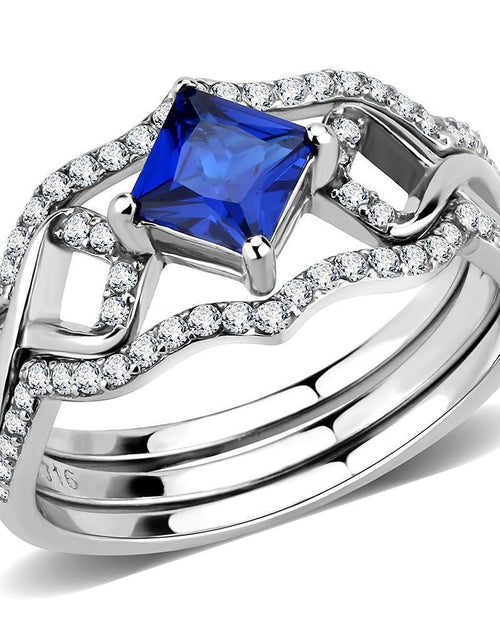 Load image into Gallery viewer, DA272 - High polished (no plating) Stainless Steel Ring with Synthetic Spinel in London Blue
