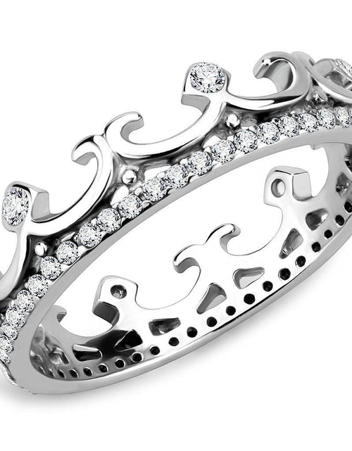 Load image into Gallery viewer, DA267 - High polished (no plating) Stainless Steel Ring with AAA Grade CZ in Clear
