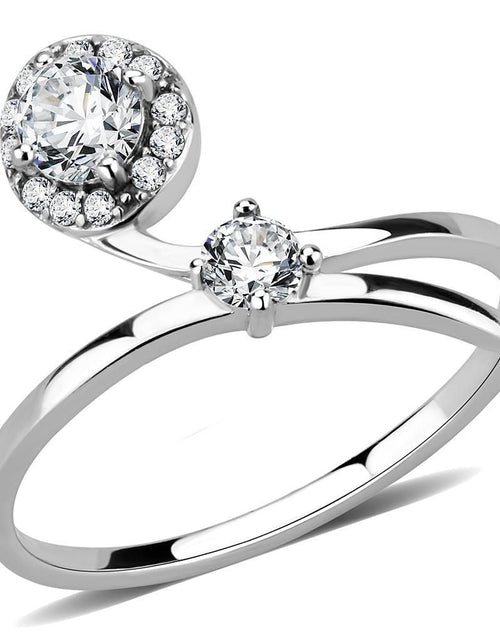 Load image into Gallery viewer, DA260 - High polished (no plating) Stainless Steel Ring with AAA Grade CZ in Clear
