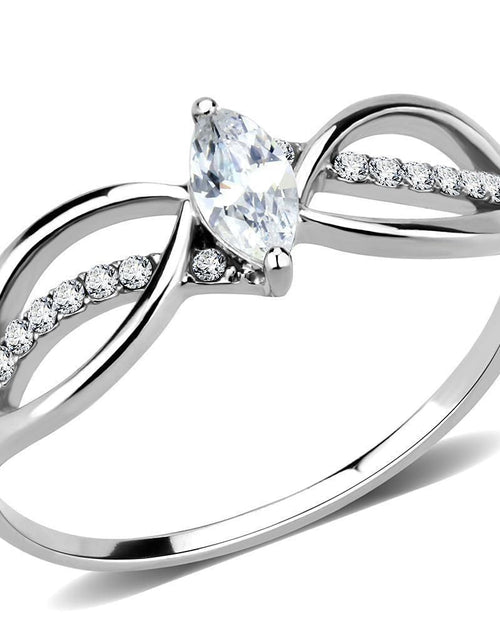 Load image into Gallery viewer, DA262 - High polished (no plating) Stainless Steel Ring with AAA Grade CZ in Clear
