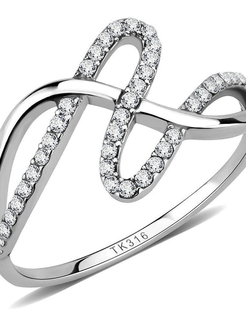 Load image into Gallery viewer, DA265 - High polished (no plating) Stainless Steel Ring with AAA Grade CZ in Clear
