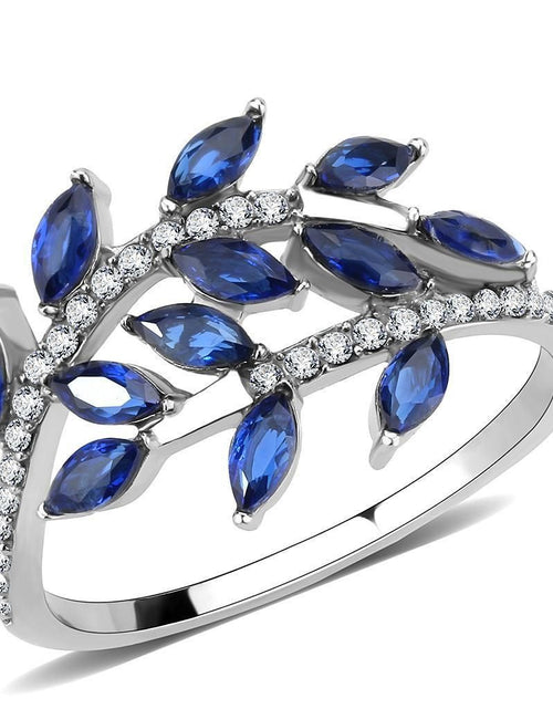 Load image into Gallery viewer, DA274 - High polished (no plating) Stainless Steel Ring with Synthetic Spinel in London Blue
