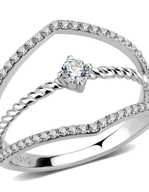 Load image into Gallery viewer, DA264 - High polished (no plating) Stainless Steel Ring with AAA Grade CZ in Clear
