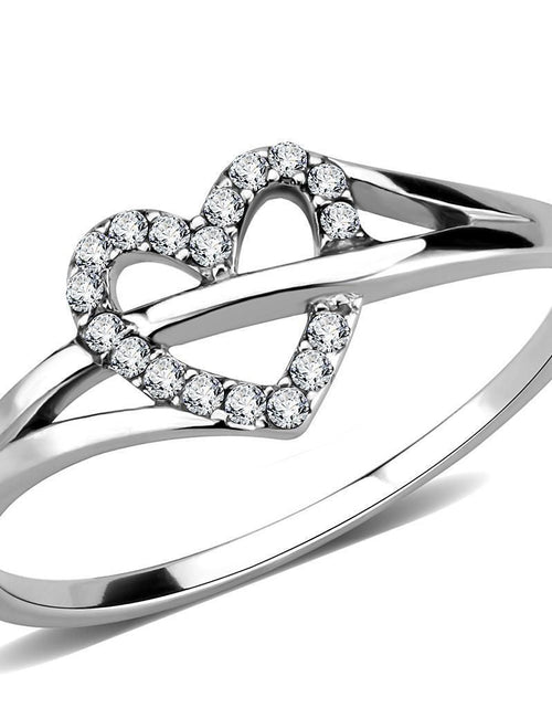 Load image into Gallery viewer, DA259 - High polished (no plating) Stainless Steel Ring with AAA Grade CZ in Clear
