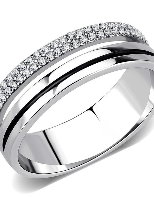 Load image into Gallery viewer, DA275 - High polished (no plating) Stainless Steel Ring with AAA Grade CZ in Clear
