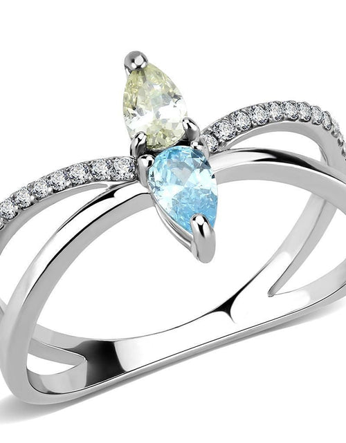 Load image into Gallery viewer, DA271 - High polished (no plating) Stainless Steel Ring with AAA Grade CZ in Multi Color
