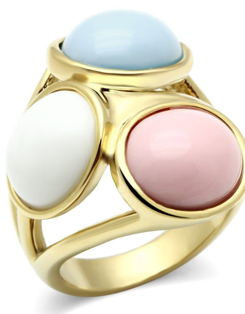 Load image into Gallery viewer, GL303 - IP Gold(Ion Plating) Brass Ring with Synthetic Synthetic Stone in Multi Color
