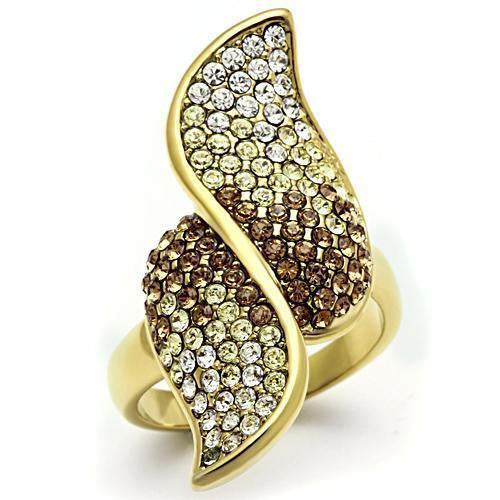 Load image into Gallery viewer, GL304 - IP Gold(Ion Plating) Brass Ring with Top Grade Crystal in Multi Color
