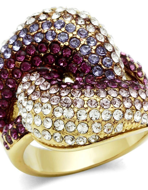Load image into Gallery viewer, GL306 - IP Gold(Ion Plating) Brass Ring with Top Grade Crystal in Multi Color
