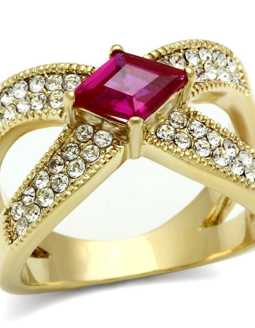 Load image into Gallery viewer, GL298 - IP Gold(Ion Plating) Brass Ring with AAA Grade CZ in Ruby
