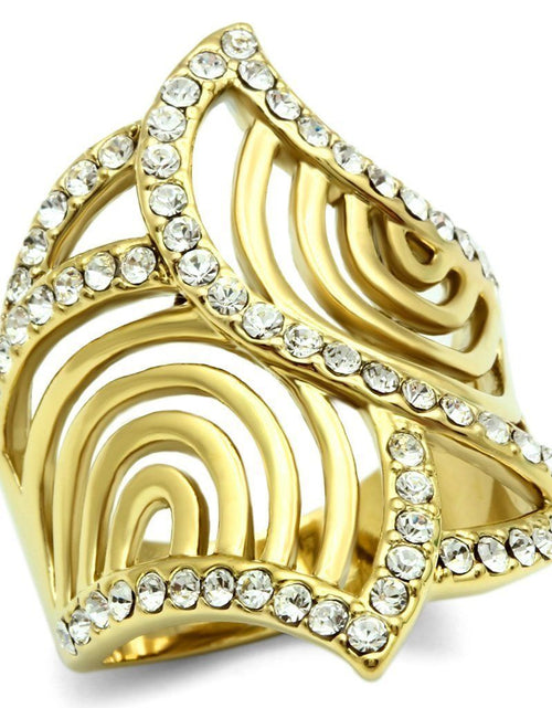 Load image into Gallery viewer, GL296 - IP Gold(Ion Plating) Brass Ring with Top Grade Crystal in Clear
