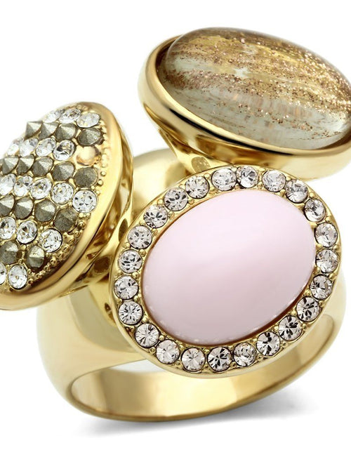 Load image into Gallery viewer, GL301 - IP Gold(Ion Plating) Brass Ring with Top Grade Crystal in Multi Color
