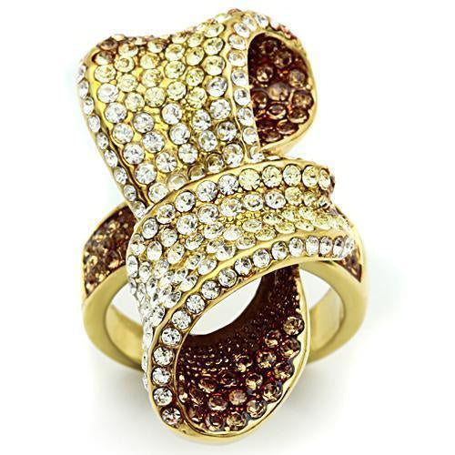 Load image into Gallery viewer, GL307 - IP Gold(Ion Plating) Brass Ring with Top Grade Crystal in Multi Color
