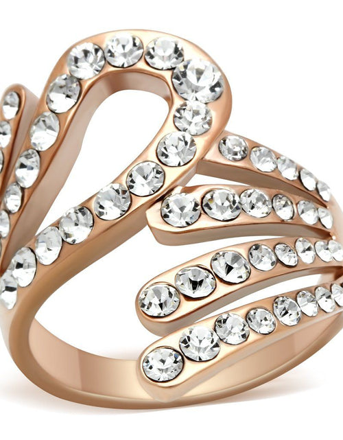 Load image into Gallery viewer, GL149 - IP Rose Gold(Ion Plating) Brass Ring with Top Grade Crystal in Clear
