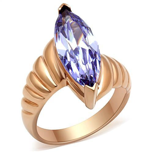Load image into Gallery viewer, GL139 - IP Rose Gold(Ion Plating) Brass Ring with AAA Grade CZ in Light Amethyst
