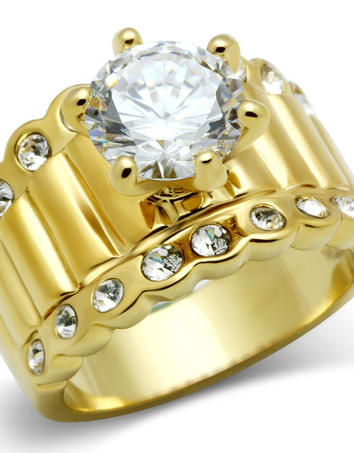 Load image into Gallery viewer, GL095 - IP Gold(Ion Plating) Brass Ring with AAA Grade CZ in Clear

