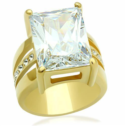 Load image into Gallery viewer, GL089 - IP Gold(Ion Plating) Brass Ring with AAA Grade CZ in Clear

