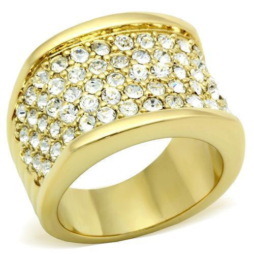 Load image into Gallery viewer, GL006 - IP Gold(Ion Plating) Brass Ring with Top Grade Crystal in Clear
