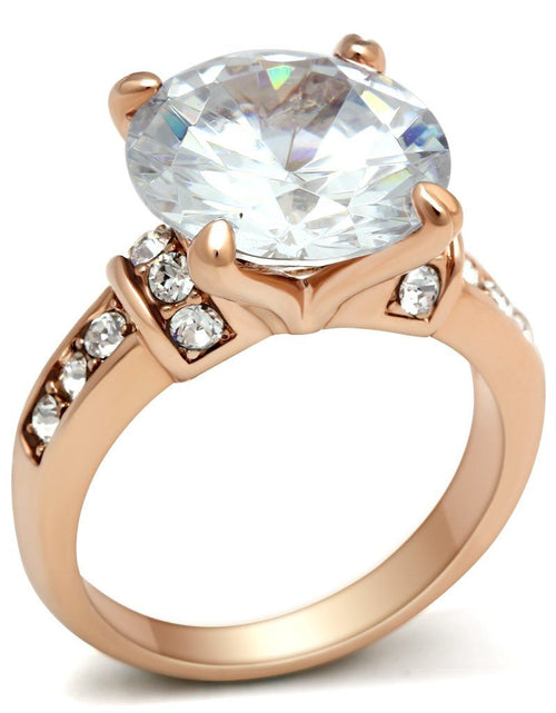 Load image into Gallery viewer, GL144 - IP Rose Gold(Ion Plating) Brass Ring with AAA Grade CZ in Clear

