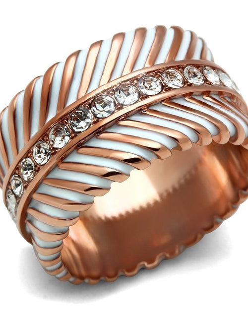 Load image into Gallery viewer, GL202 - IP Rose Gold(Ion Plating) Brass Ring with Top Grade Crystal in Clear
