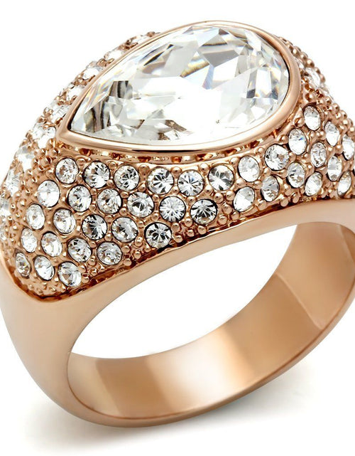 Load image into Gallery viewer, GL146 - IP Rose Gold(Ion Plating) Brass Ring with Top Grade Crystal in Clear
