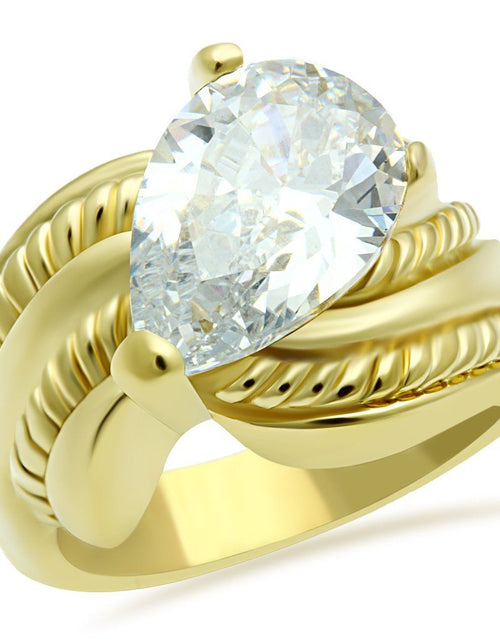 Load image into Gallery viewer, GL100 - IP Gold(Ion Plating) Brass Ring with AAA Grade CZ in Clear

