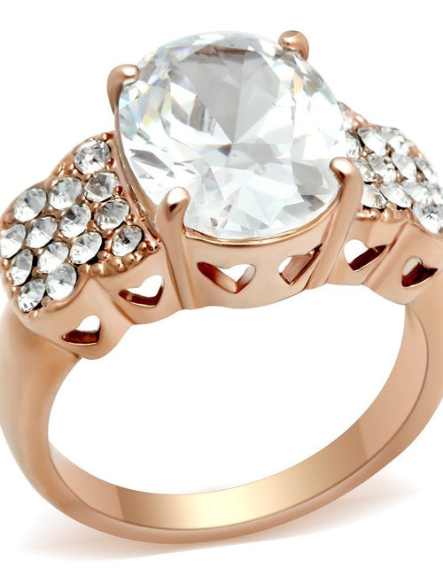 Load image into Gallery viewer, GL141 - IP Rose Gold(Ion Plating) Brass Ring with AAA Grade CZ in Clear
