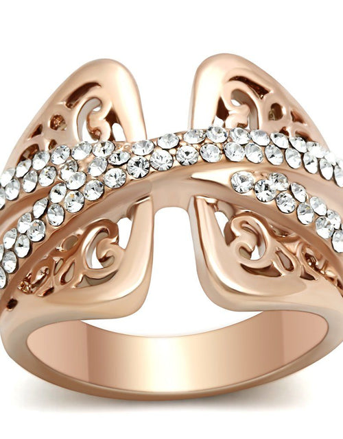 Load image into Gallery viewer, GL156 - IP Rose Gold(Ion Plating) Brass Ring with Top Grade Crystal in Clear
