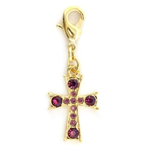Load image into Gallery viewer, LO231 - Gold Brass Pendant with Top Grade Crystal in Amethyst
