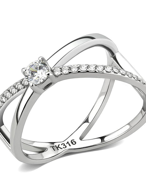 Load image into Gallery viewer, DA351 - High polished (no plating) Stainless Steel Ring with AAA Grade CZ in Clear
