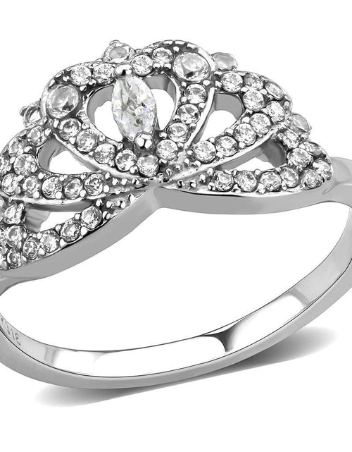 Load image into Gallery viewer, DA354 - High polished (no plating) Stainless Steel Ring with AAA Grade CZ in Clear
