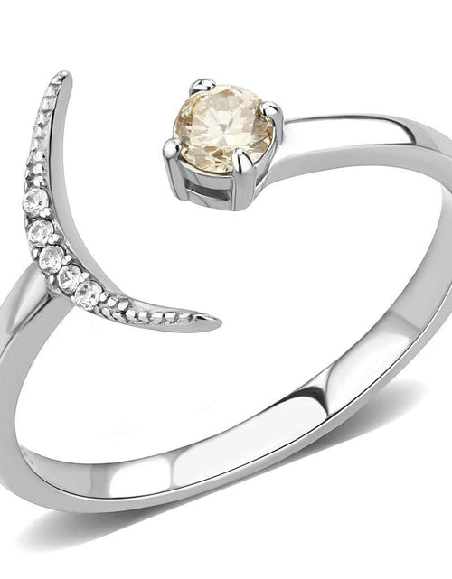 Load image into Gallery viewer, DA358 - High polished (no plating) Stainless Steel Ring with AAA Grade CZ in Champagne
