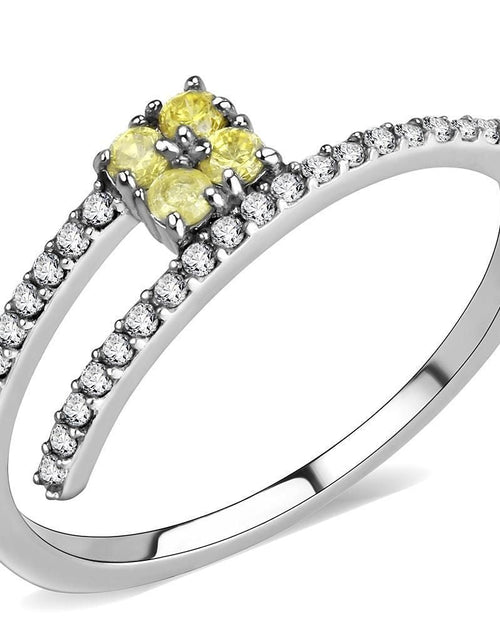 Load image into Gallery viewer, DA338 - No Plating Stainless Steel Ring with AAA Grade CZ in Topaz
