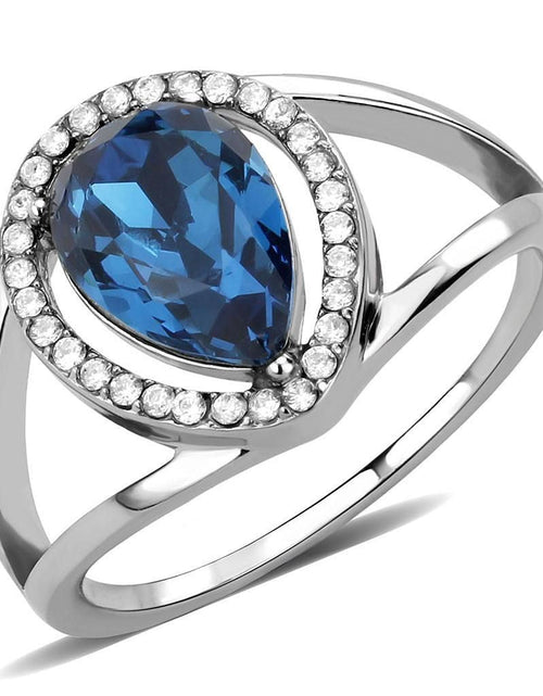 Load image into Gallery viewer, DA349 - High polished (no plating) Stainless Steel Ring with Top Grade Crystal in Montana
